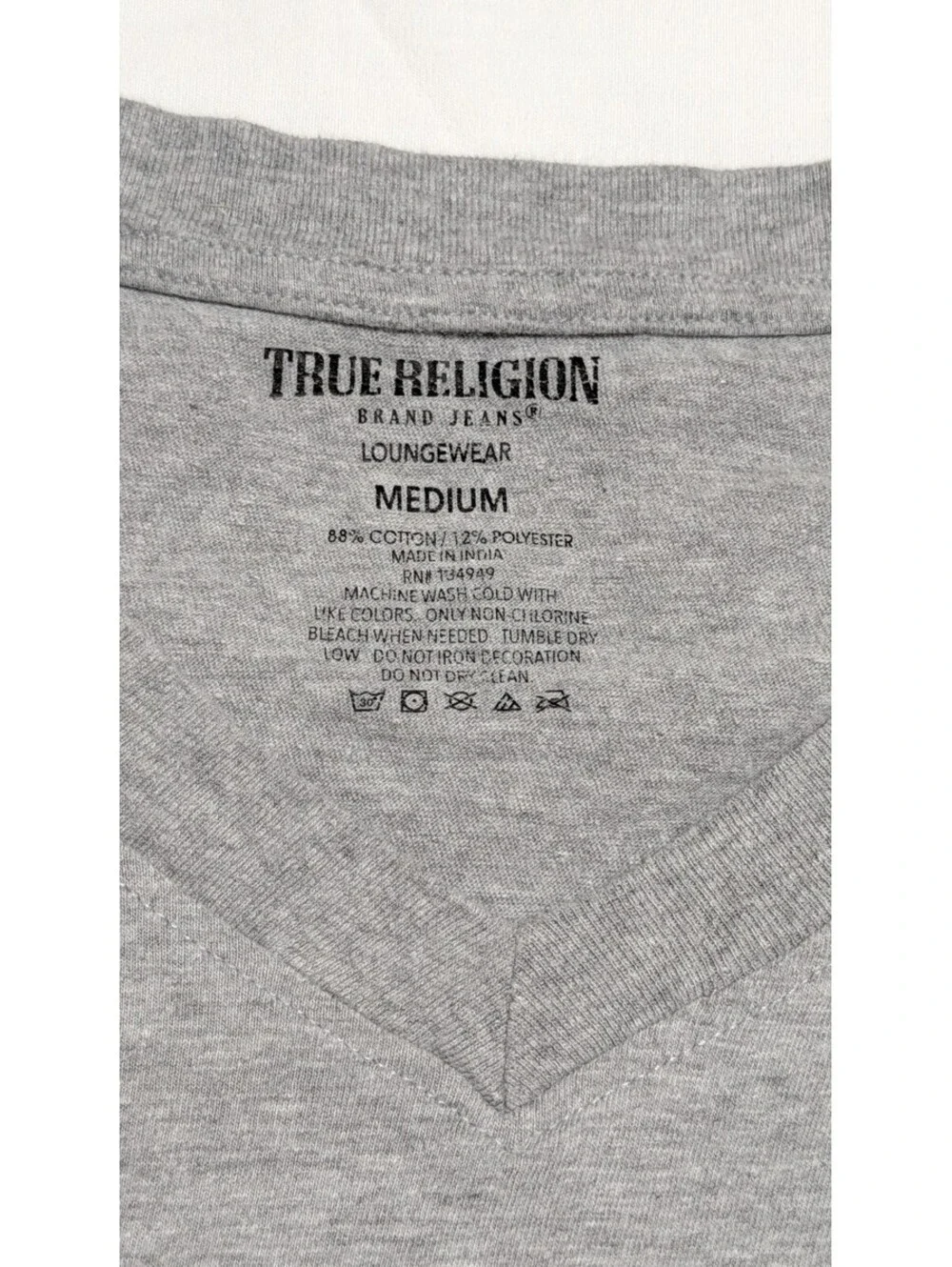 True Religion Loungewear Medium Gray Buddha Guitar Graphic T-Shirt M